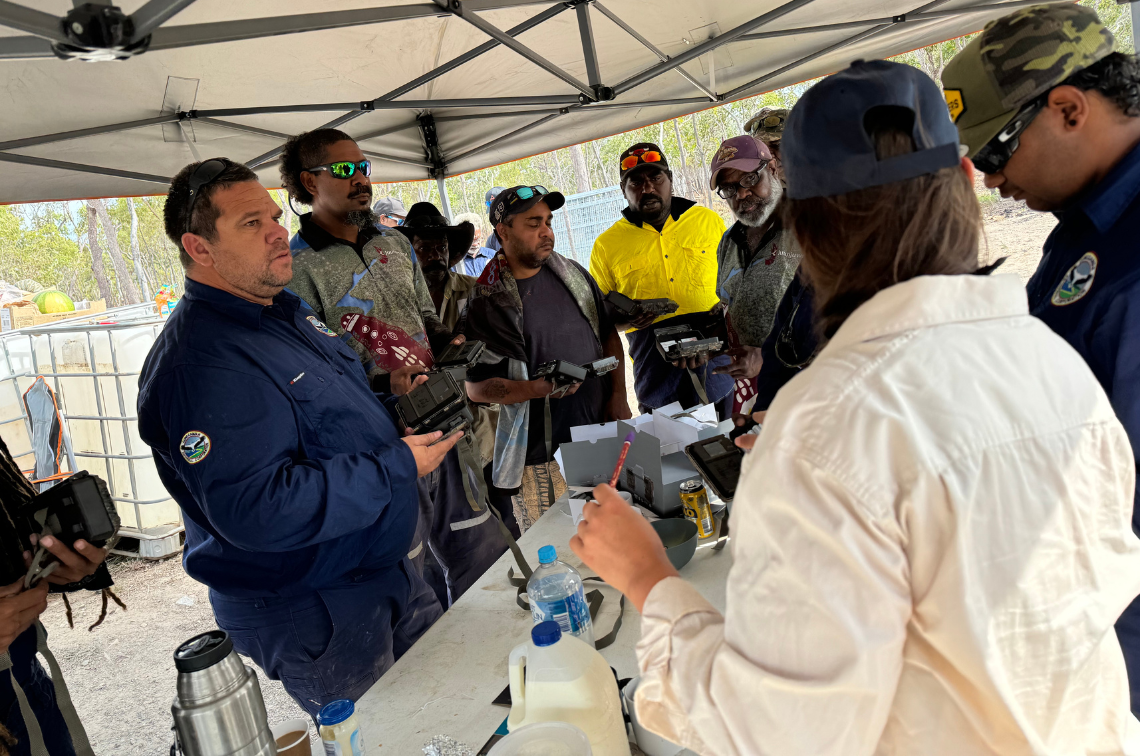 Junjuwarra and Gunggandji rangers establishing a monitoring program for feral pig management on Southern Cape York Peninsula Credit: Justin Perry, NAILSMA.