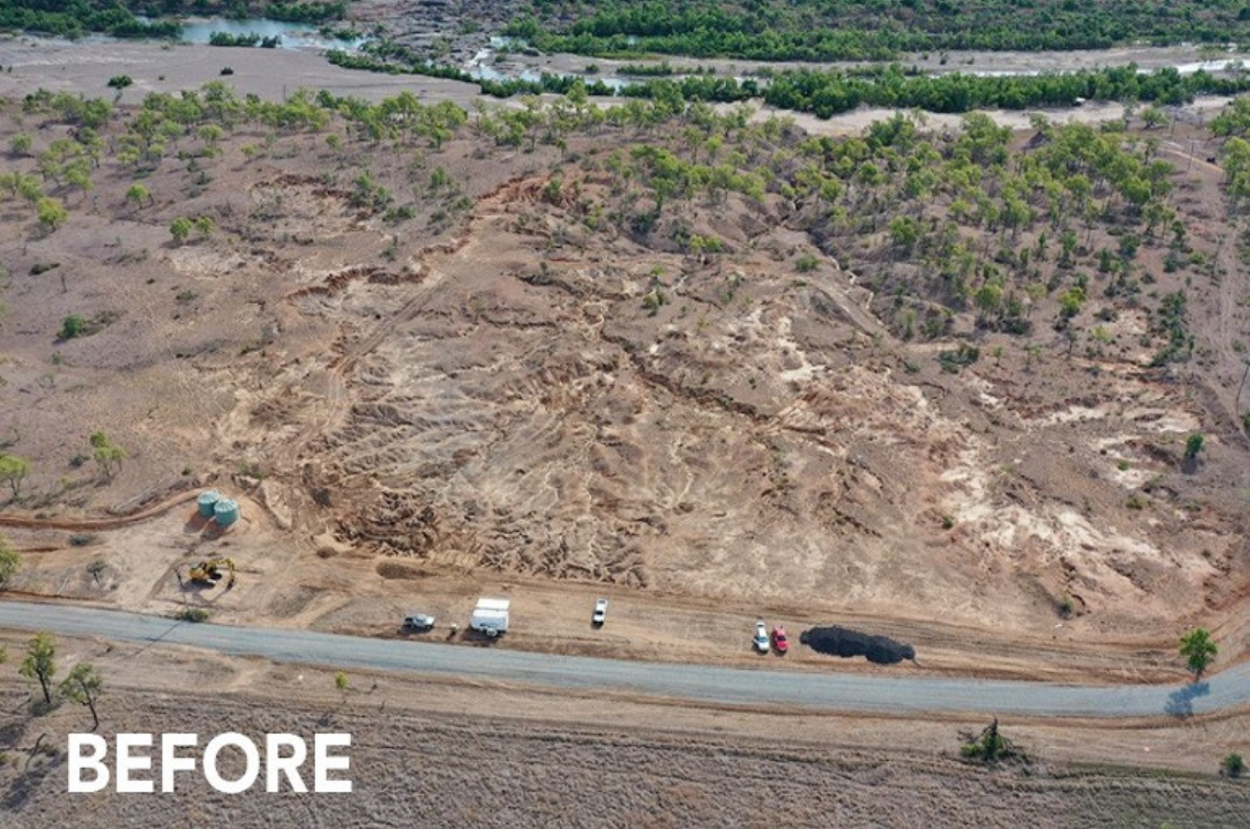 BEFORE: Example of landscape repair in the Bowen catchment. Image: Courtesy of NQ Dry Tropics