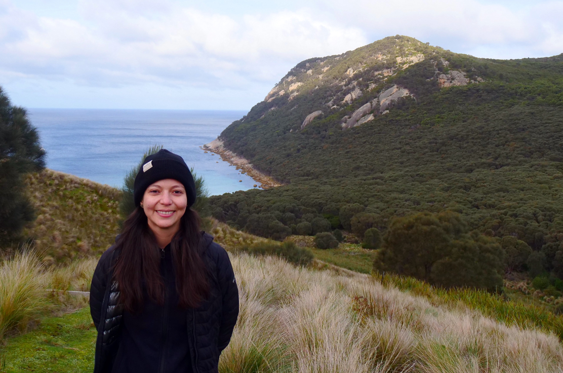 Jessica during a walk on Deal Island.